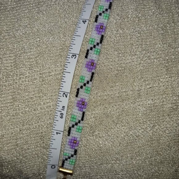 ✨ NWT Handmade Dainty Purple Flower Beaded Bracelet Stainless Steel ✨ - Picture 5 of 7